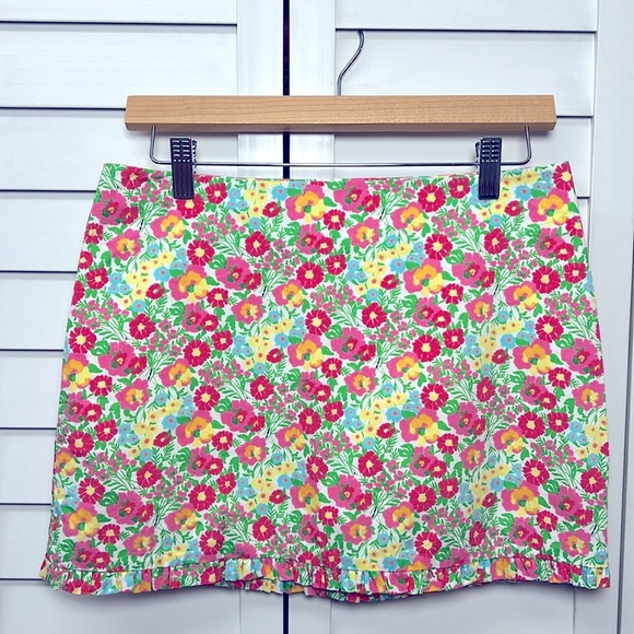 Lilly Pulitzer Callie Floral Ruffled Mini Skirt Size 0 Gardens By The Sea - Picture 2 of 10